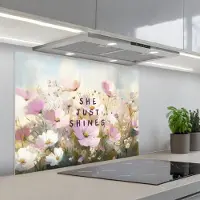 KitchenYeah Spatscherm 90x70 cm - Zelfklevende achterwand Quote - Bloemen - Schilderachtig - Keuken muurbeschermer - Spatwand fornuis