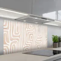 KitchenYeah Spatscherm 120x60 cm - Zelfklevende achterwand Decoratief - Labyrint - Beige - Keuken muurbeschermer - Spatwand fornuis