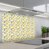KitchenYeah Spatscherm 80x55 cm - Zelfklevende achterwand Frans - Citroen - Geel - Groen - Keuken muurbeschermer - Spatwand fornuis