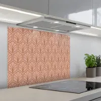 KitchenYeah Spatscherm 90x70 cm - Zelfklevende achterwand Zalmroze - Patroon - Geometrisch - Keuken muurbeschermer - Spatwand fornuis