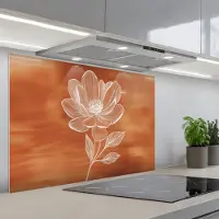 KitchenYeah Spatscherm 90x60 cm - Zelfklevende achterwand Bloem - Minimalistisch - Wit - Keuken muurbeschermer - Spatwand fornuis