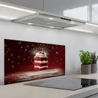KitchenYeah Spatscherm 90x45 cm - Zelfklevende achterwand Rode - Velvet - Taart - Eten - Keuken muurbeschermer - Spatwand fornuis
