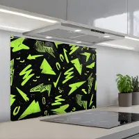 KitchenYeah Spatscherm 90x70 cm - Zelfklevende achterwand Gaming - Vormen - Pijlen - Abstract - Zwart - Keuken muurbeschermer - Spatwand fornuis