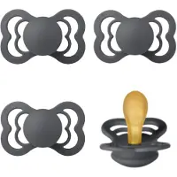 BIBS Supreme Fopspeen - Set 4 stuks - Maat 1 - 0-6 maanden - Latex – Iron