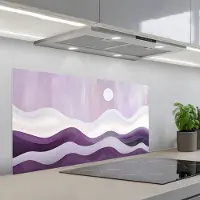 KitchenYeah Spatscherm 100x50 cm - Zelfklevende achterwand Golven - Heuvels - Abstract - Paars - Keuken muurbeschermer - Spatwand fornuis