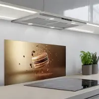 KitchenYeah Spatscherm 80x40 cm - Zelfklevende achterwand Chocolade - Macarons - Eten - Snoep - Keuken muurbeschermer - Spatwand fornuis
