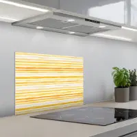 KitchenYeah Spatscherm 60x45 cm - Zelfklevende achterwand Frans - Citroen - Strepen - Geel - Keuken muurbeschermer - Spatwand fornuis