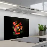 KitchenYeah Spatscherm 70x55 cm - Zelfklevende achterwand Boeket - Bloemen - Exotisch - Keuken muurbeschermer - Spatwand fornuis