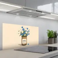 KitchenYeah Spatscherm 80x40 cm - Zelfklevende achterwand Coffee - Blik - Minimalistisch - Bloemen - Keuken muurbeschermer - Spatwand fornuis