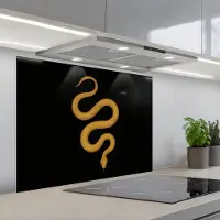 KitchenYeah Spatscherm 80x60 cm - Zelfklevende achterwand Slang - Minimalistisch - Goud - Keuken muurbeschermer - Spatwand fornuis
