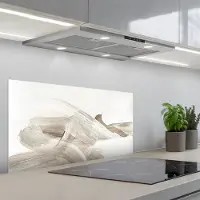 KitchenYeah Spatscherm 90x45 cm - Zelfklevende achterwand Abstract - Moderne kunst - Beige - Keuken muurbeschermer - Spatwand fornuis