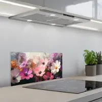 KitchenYeah Spatscherm 70x30 cm - Zelfklevende achterwand Bloemen - Kleurrijk - Bloei - Keuken muurbeschermer - Spatwand fornuis