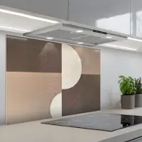 KitchenYeah Spatscherm 90x60 cm - Zelfklevende achterwand Raster - Halve cirkels - Contrast - Keuken muurbeschermer - Spatwand fornuis