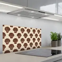 KitchenYeah Spatscherm 80x40 cm - Zelfklevende achterwand Schelpen - Bruin - Patroon - Keuken muurbeschermer - Spatwand fornuis