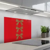 KitchenYeah Spatscherm 70x55 cm - Zelfklevende achterwand Strikken - Panterprint - Rood - Keuken muurbeschermer - Spatwand fornuis