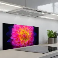 KitchenYeah Spatscherm 90x45 cm - Zelfklevende achterwand Roze - Dahlia - Kleurrijk - Keuken muurbeschermer - Spatwand fornuis