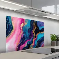 KitchenYeah Spatscherm 100x65 cm - Zelfklevende achterwand Marmer - Modern - Goud - Keuken muurbeschermer - Spatwand fornuis