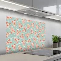 KitchenYeah Spatscherm 100x65 cm - Zelfklevende achterwand Zee - Kreeft - Groen - Oranje - Keuken muurbeschermer - Spatwand fornuis