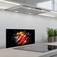 KitchenYeah Spatscherm 60x30 cm - Zelfklevende achterwand Peper - Graffiti - Verf - Abstract - Modern - Kleurrijk - Keuken muurbeschermer - Spatwand fornuis