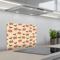 KitchenYeah Spatscherm 60x45 cm - Zelfklevende achterwand Kers - Disco - Patroon - Keuken muurbeschermer - Spatwand fornuis