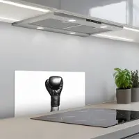KitchenYeah Spatscherm 60x30 cm - Zelfklevende achterwand Bokshandschoen - Zwart - Hand - Keuken muurbeschermer - Spatwand fornuis