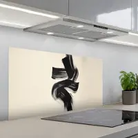 KitchenYeah Spatscherm 100x50 cm - Zelfklevende achterwand Strepen - Zwart - Abstract - Keuken muurbeschermer - Spatwand fornuis