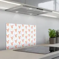 KitchenYeah Spatscherm 60x40 cm - Zelfklevende achterwand Zee - Kreeft - Oranje - Blauw - Keuken muurbeschermer - Spatwand fornuis