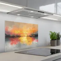 KitchenYeah Spatscherm 70x50 cm - Zelfklevende achterwand Modern - Abstract - Goud - Roze - Keuken muurbeschermer - Spatwand fornuis