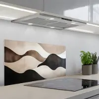 KitchenYeah Spatscherm 80x40 cm - Zelfklevende achterwand Golven - Abstract - Beige - Keuken muurbeschermer - Spatwand fornuis