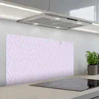 KitchenYeah Spatscherm 100x50 cm - Zelfklevende achterwand Lila - Stippen - Wit - Patroon - Keuken muurbeschermer - Spatwand fornuis
