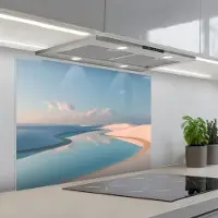 KitchenYeah Spatscherm 80x60 cm - Zelfklevende achterwand Duinen - Waterplas - Oneindige rust - Keuken muurbeschermer - Spatwand fornuis