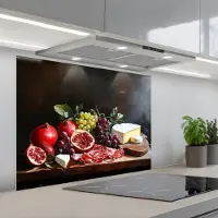 KitchenYeah Spatscherm 90x70 cm - Zelfklevende achterwand Borrelplank - Stilleven - Vintage - Keuken muurbeschermer - Spatwand fornuis