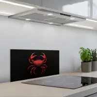 KitchenYeah Spatscherm 60x30 cm - Zelfklevende achterwand Krab - Rood - Vissen - Schaaldieren - Keuken muurbeschermer - Spatwand fornuis
