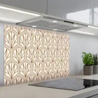 KitchenYeah Spatscherm 80x55 cm - Zelfklevende achterwand Geometrisch - Patroon - Beige - Keuken muurbeschermer - Spatwand fornuis