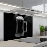 KitchenYeah Spatscherm 90x70 cm - Zelfklevende achterwand Bierpul - Schuim - Krijttekening - Keuken muurbeschermer - Spatwand fornuis