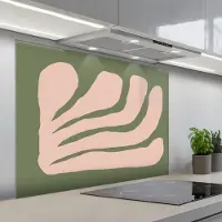 KitchenYeah Spatscherm 100x75 cm - Zelfklevende achterwand Abstract - Natuur - Pastel - Roze - Keuken muurbeschermer - Spatwand fornuis