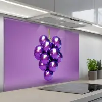 KitchenYeah Spatscherm 120x80 cm - Zelfklevende achterwand Druif - Disco - Glitter - Paars - Keuken muurbeschermer - Spatwand fornuis