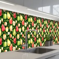 KitchenYeah Keuken achterwand 450x60 cm - Spatscherm zelfklevend Appels - Peren - Fruit - Groen - Muurbeschermer - Spatwand fornuis