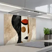 KitchenYeah Spatscherm 80x60 cm - Zelfklevende achterwand Gezicht - Abstract - Kunst - Vormen - Keuken muurbeschermer - Spatwand fornuis
