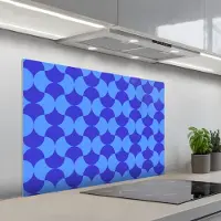 KitchenYeah Spatscherm 100x65 cm - Zelfklevende achterwand Blauw - Maanvlakken - Patroon - Keuken muurbeschermer - Spatwand fornuis