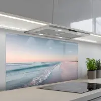 KitchenYeah Spatscherm 120x60 cm - Zelfklevende achterwand Kustlijn - Pastel - water - Keuken muurbeschermer - Spatwand fornuis