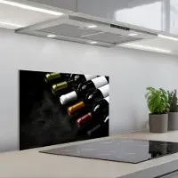 KitchenYeah Spatscherm 60x40 cm - Zelfklevende achterwand Wijn - Flessen - Variatie - Smaken - Keuken muurbeschermer - Spatwand fornuis