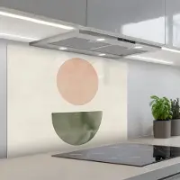 KitchenYeah Spatscherm 80x55 cm - Zelfklevende achterwand Modern - Roze - Groen - Natuur - Geometrisch - Vormen - Keuken muurbeschermer - Spatwand fornuis