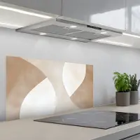KitchenYeah Spatscherm 90x45 cm - Zelfklevende achterwand Bruin - Japandi - Abstract - Keuken muurbeschermer - Spatwand fornuis