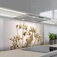 KitchenYeah Spatscherm 120x60 cm - Zelfklevende achterwand Droogbloemen - Beige - Wit - Planten - Keuken muurbeschermer - Spatwand fornuis