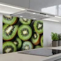 KitchenYeah Spatscherm 80x55 cm - Zelfklevende achterwand Kiwi - Fruit - Groen - Keuken muurbeschermer - Spatwand fornuis