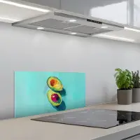 KitchenYeah Spatscherm 60x30 cm - Zelfklevende achterwand Avocado - Groen - Pit - Schaduw - Keuken muurbeschermer - Spatwand fornuis
