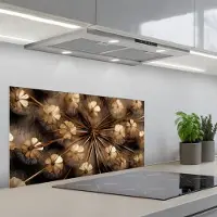 KitchenYeah Spatscherm 90x45 cm - Zelfklevende achterwand Droogbloemen - Bruin - Natuur - Keuken muurbeschermer - Spatwand fornuis