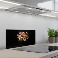 KitchenYeah Spatscherm 70x30 cm - Zelfklevende achterwand Vaas - Bloemen - Tulpen - Keuken muurbeschermer - Spatwand fornuis