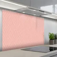 KitchenYeah Spatscherm 120x80 cm - Zelfklevende achterwand Zalmroze - Strepen - Patroon - Keuken muurbeschermer - Spatwand fornuis